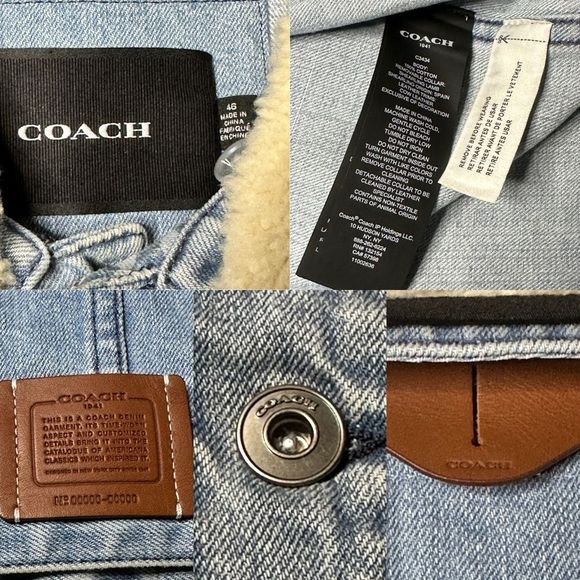Coach Denim Trucker Jacket With Removable Shearling Collar - Picture 7 of 7